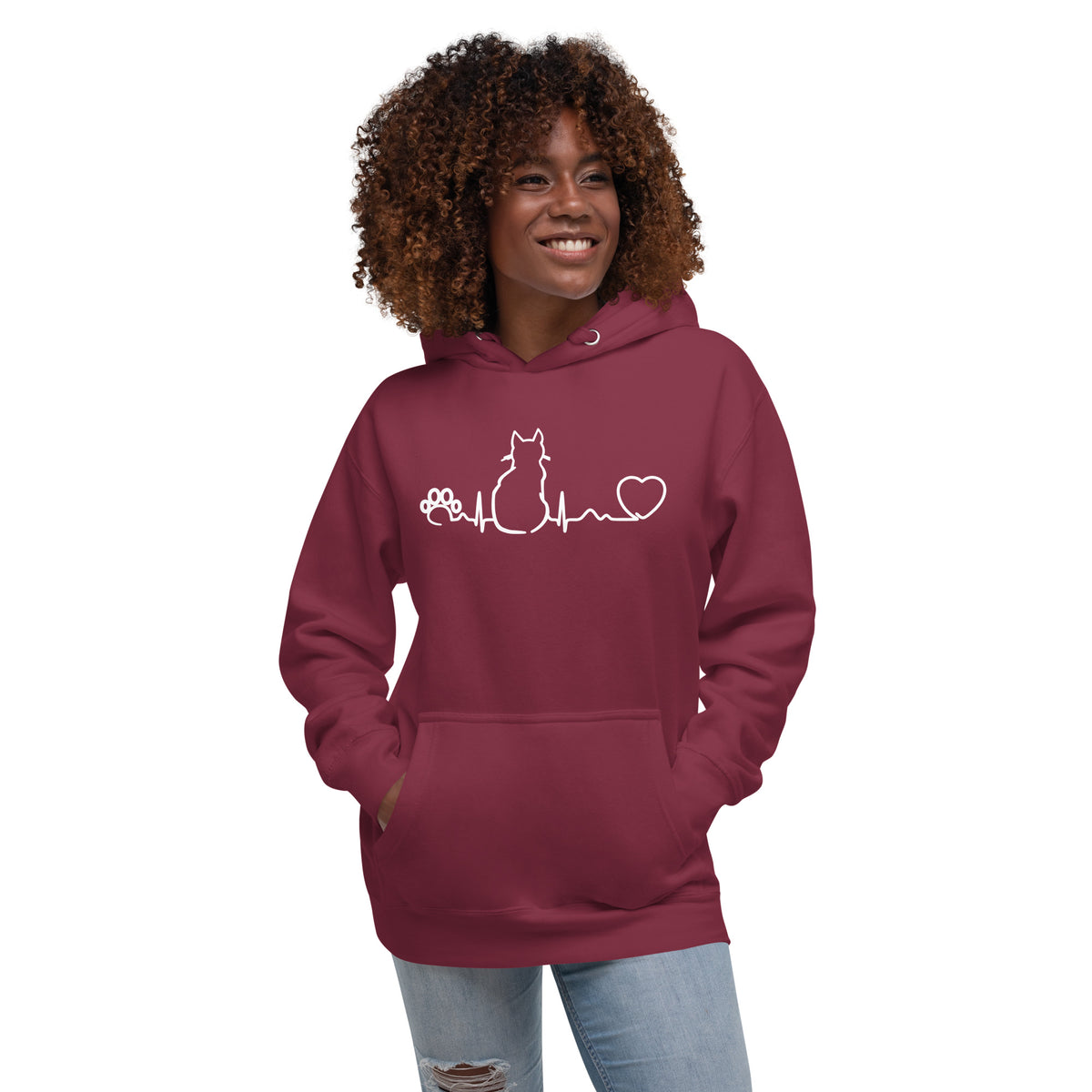 NOMV Cat Pulse Unisex Premium Hoodie-NOMV-I love Veterinary