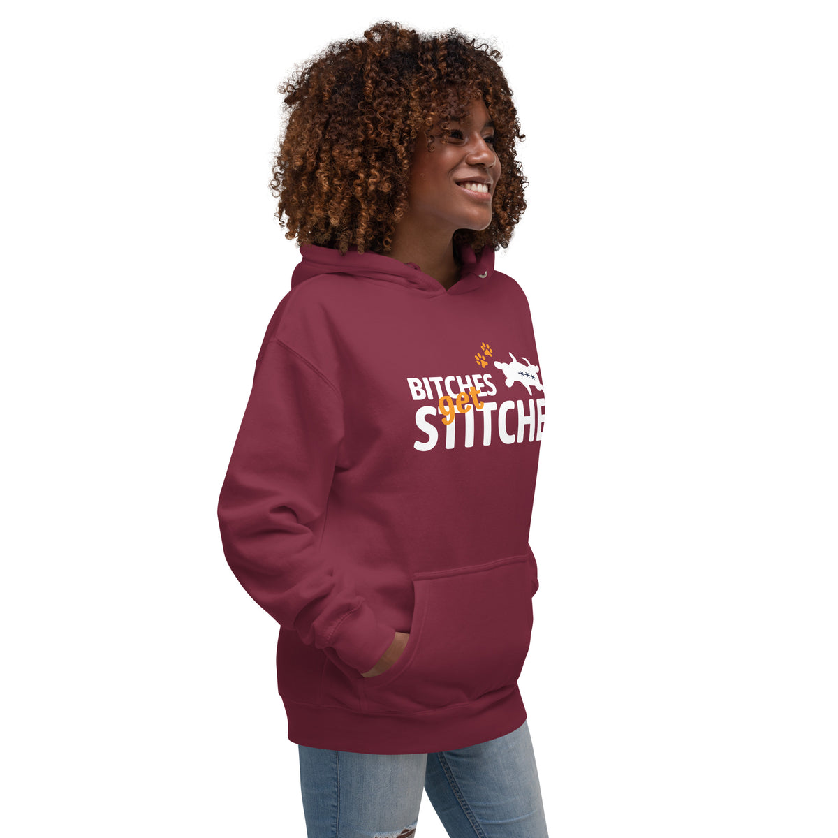 Bitches get stitches Unisex Premium Hoodie-Premium Unisex Hoodie-I love Veterinary