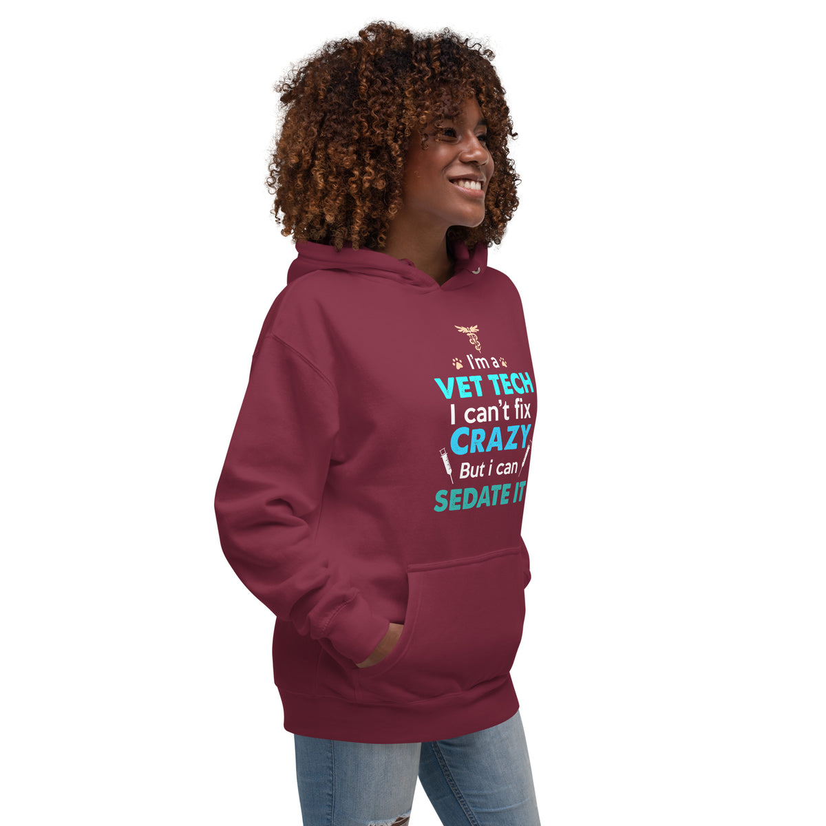 NOMV Vet Tech Can't fix crazy Unisex Premium Hoodie-Premium Unisex Hoodie-I love Veterinary