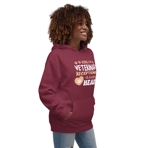 Veterinary receptionist work of heart Women's Premium Hoodie-I love Veterinary