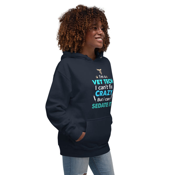 NOMV Vet Tech Can't fix crazy Unisex Premium Hoodie-Premium Unisex Hoodie-I love Veterinary