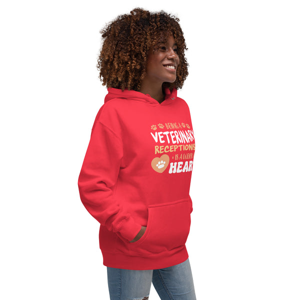 Veterinary receptionist work of heart Women's Premium Hoodie-I love Veterinary