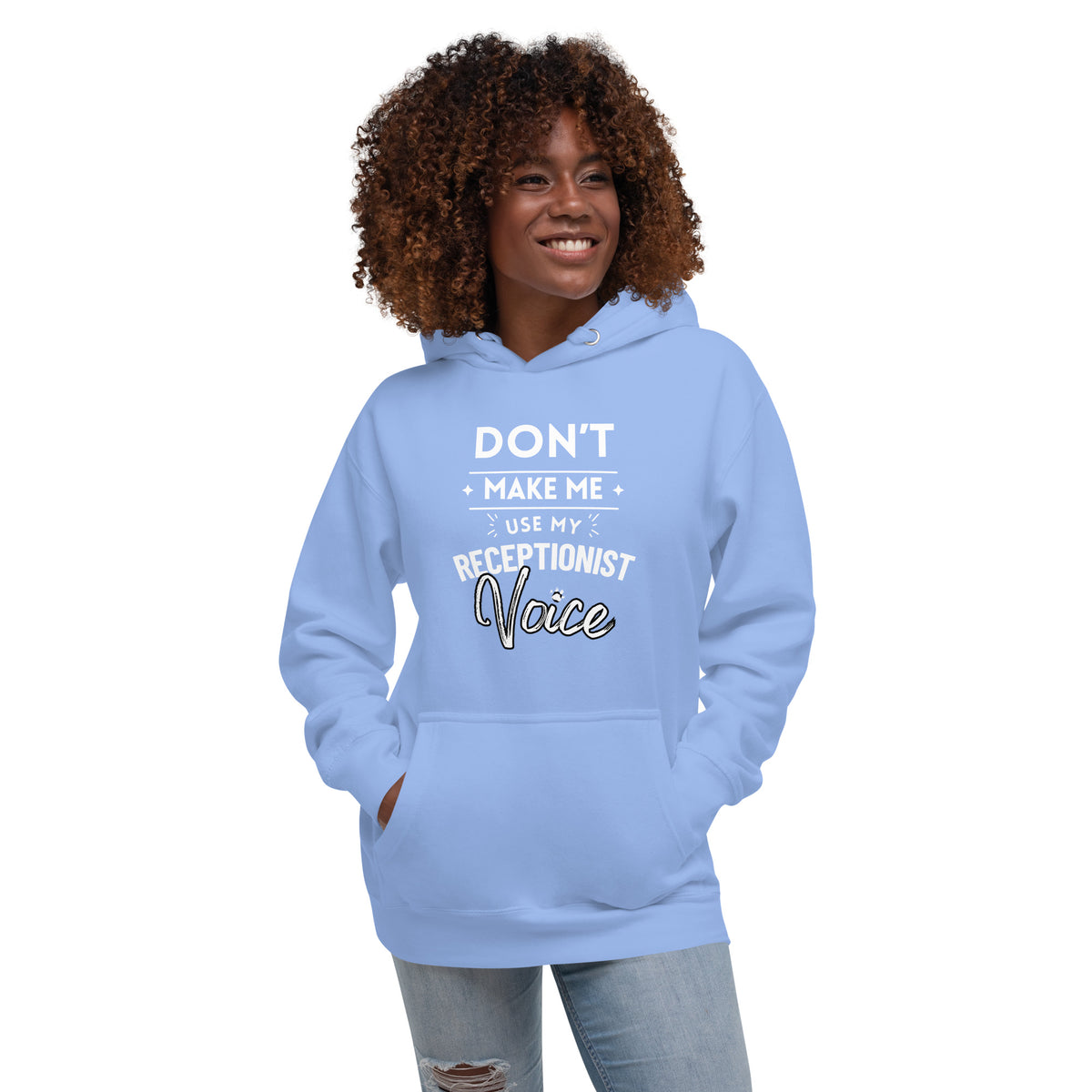 Don't make me use my receptionist voice Women's Premium Hoodie-I love Veterinary