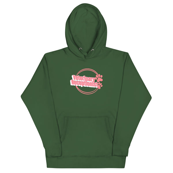 Vet Receptionist circle two paws Women's Premium Hoodie-I love Veterinary