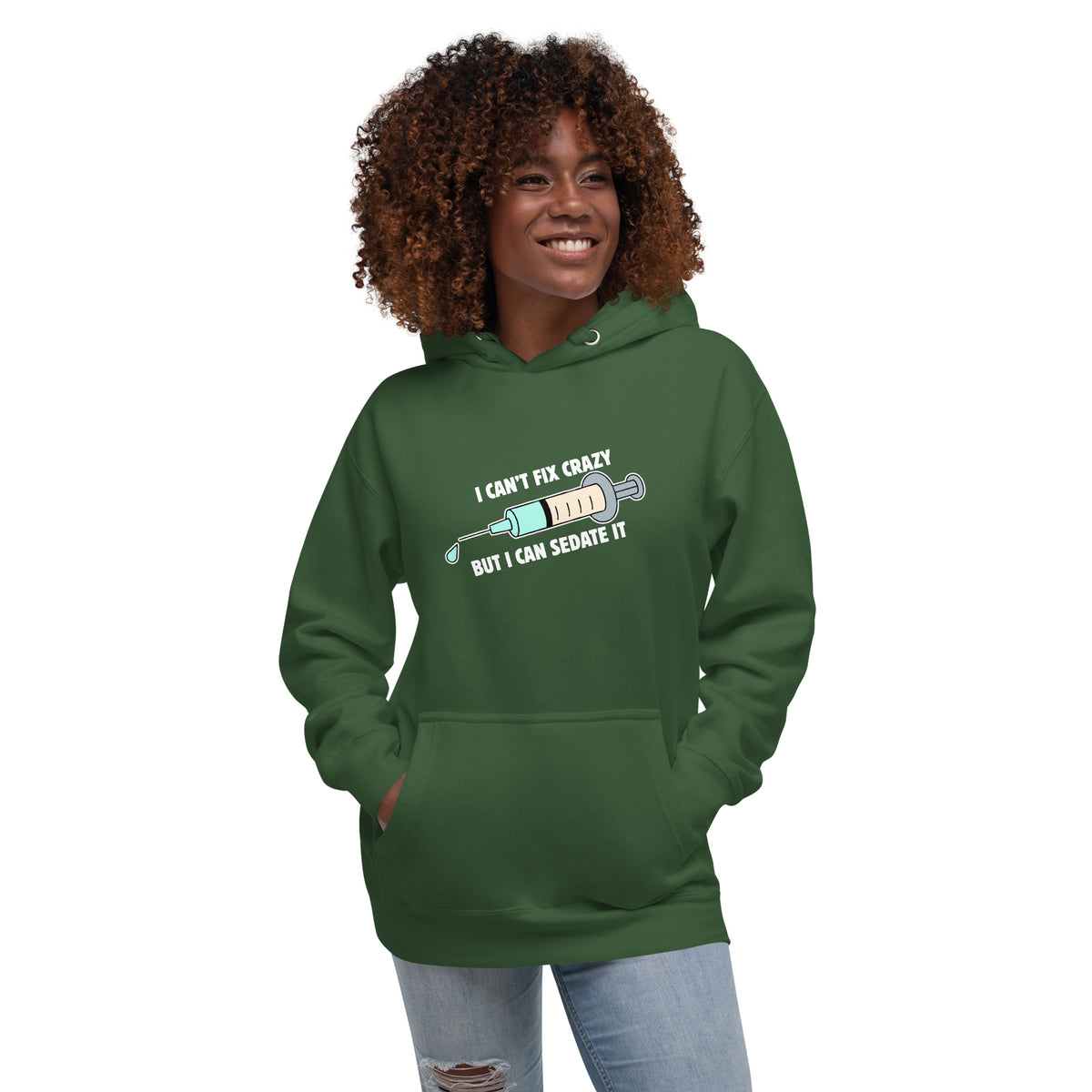 I can't fix crazy but I can sedate it Women's Premium Hoodie-I love Veterinary