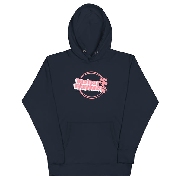 Vet Receptionist circle two paws Women's Premium Hoodie-I love Veterinary
