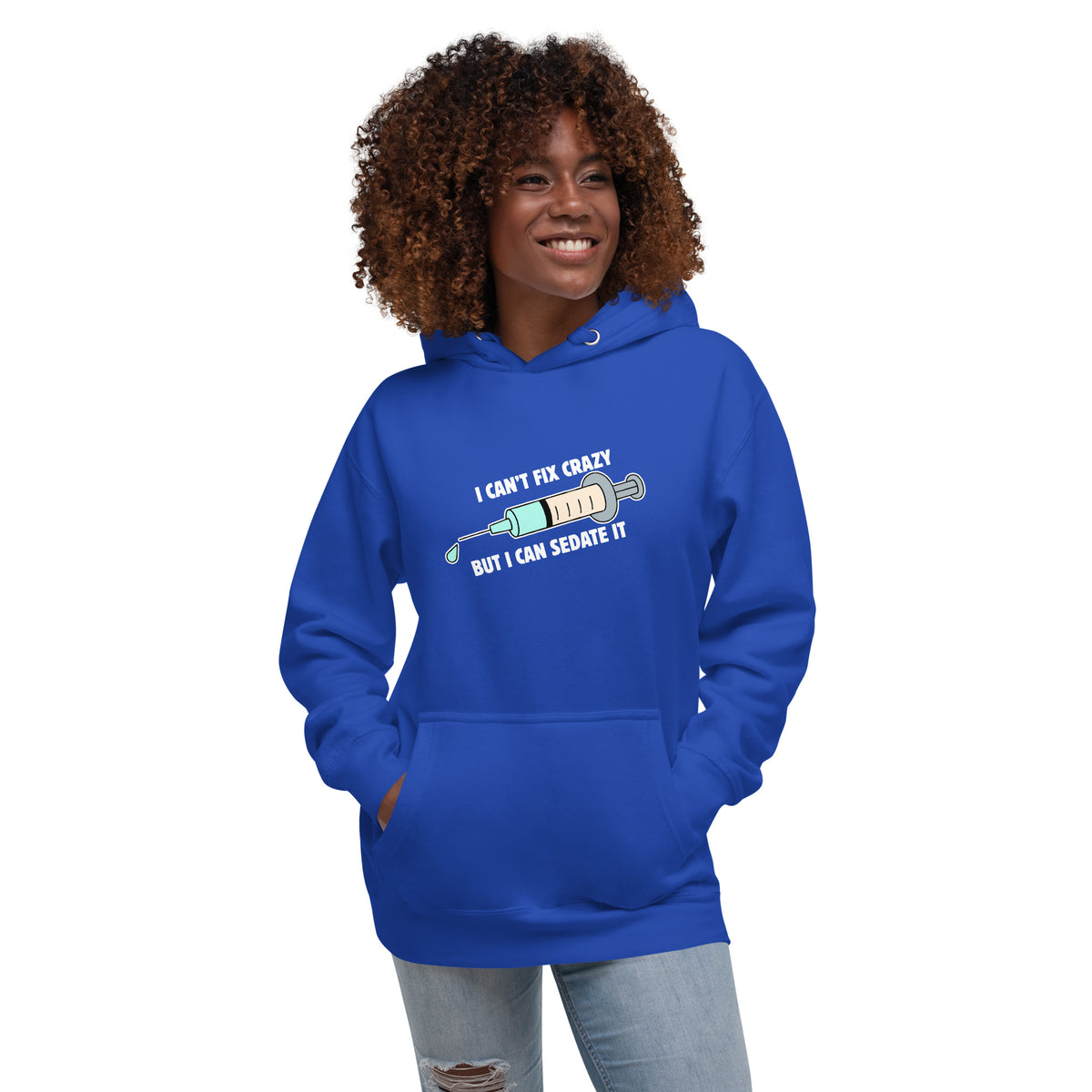 I can't fix crazy but I can sedate it Women's Premium Hoodie-I love Veterinary