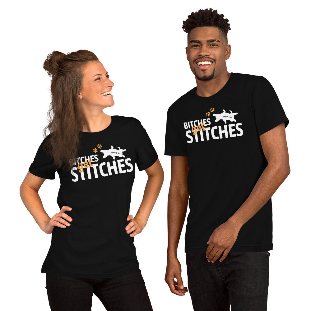 Bitches get stitches Unisex t-shirt-Unisex T-Shirt | Bella + Canvas 3001-I love Veterinary