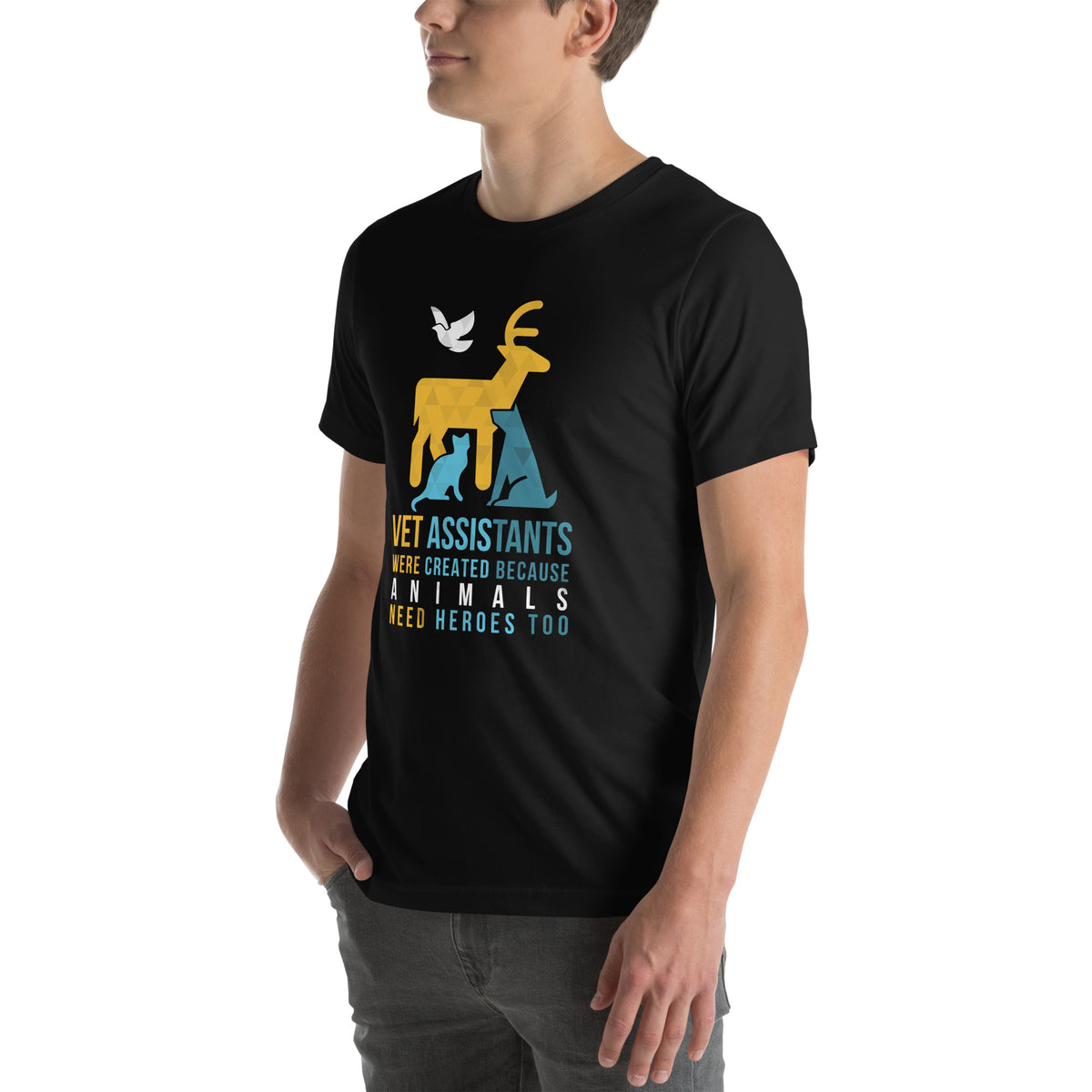 Vet assistants were created because animals need heroes too Unisex T-shirt-Unisex T-Shirt | Bella + Canvas 3001-I love Veterinary