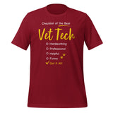 Checklist of the best Vet Tech Unisex t-shirt-I love Veterinary