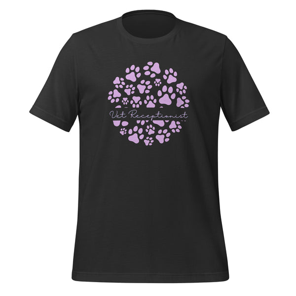 Vet Receptionist circle paws pattern Unisex T-shirt-I love Veterinary