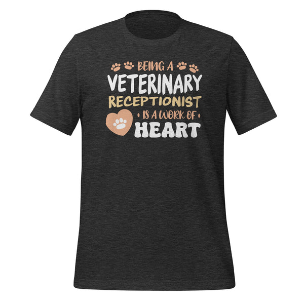Veterinary receptionist work of heart Unisex T-shirt-Unisex T-Shirt | Bella + Canvas 3001-I love Veterinary