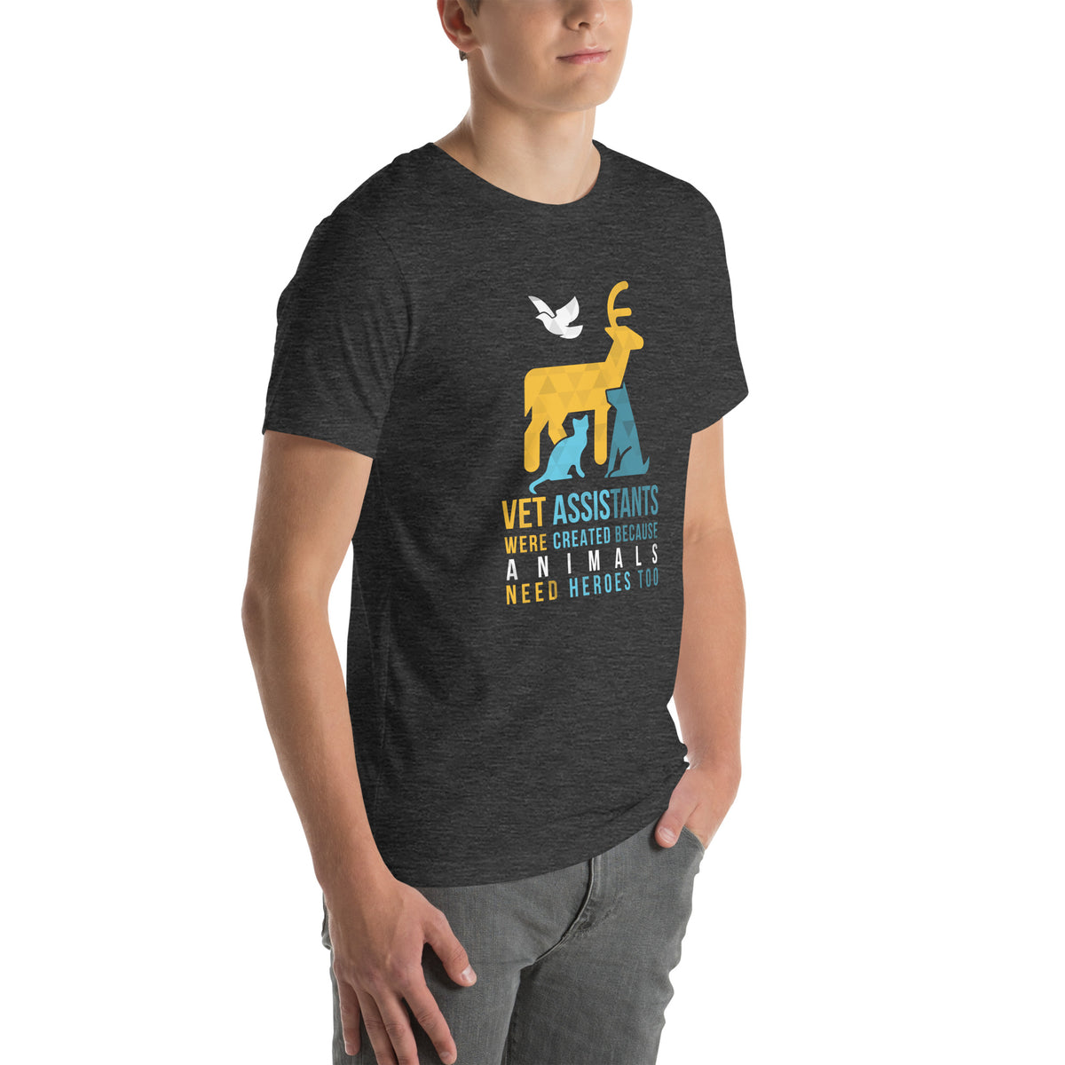 Vet assistants were created because animals need heroes too Unisex T-shirt-Unisex T-Shirt | Bella + Canvas 3001-I love Veterinary