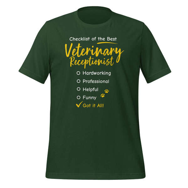 Veterinary Receptionist checklist Unisex T-shirt-Unisex T-Shirt | Bella + Canvas 3001-I love Veterinary
