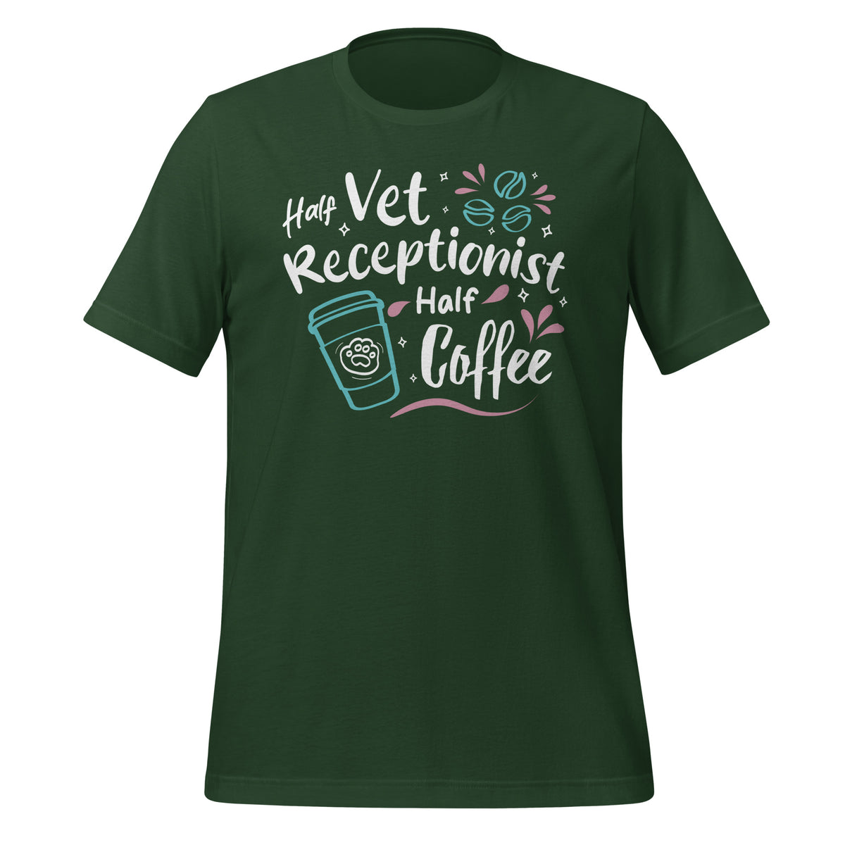 Half vet receptionist, half coffee Unisex T-shirt-Unisex T-Shirt | Bella + Canvas 3001-I love Veterinary