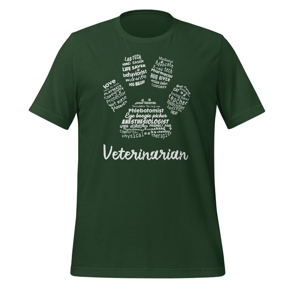 Veterinarian Paw Print Unisex T-shirt-I love Veterinary
