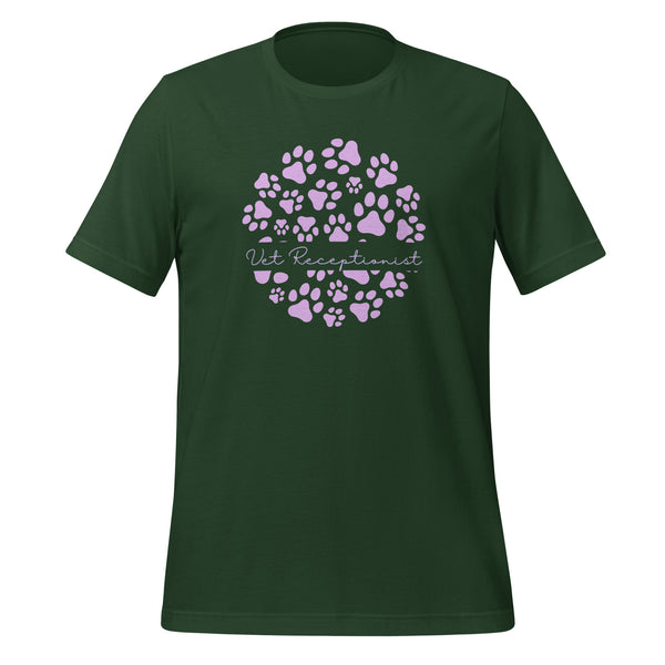 Vet Receptionist circle paws pattern Unisex T-shirt-I love Veterinary