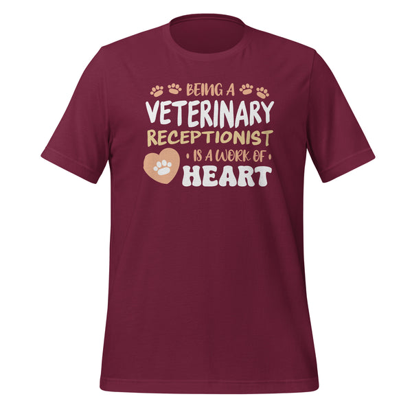 Veterinary receptionist work of heart Unisex T-shirt-Unisex T-Shirt | Bella + Canvas 3001-I love Veterinary