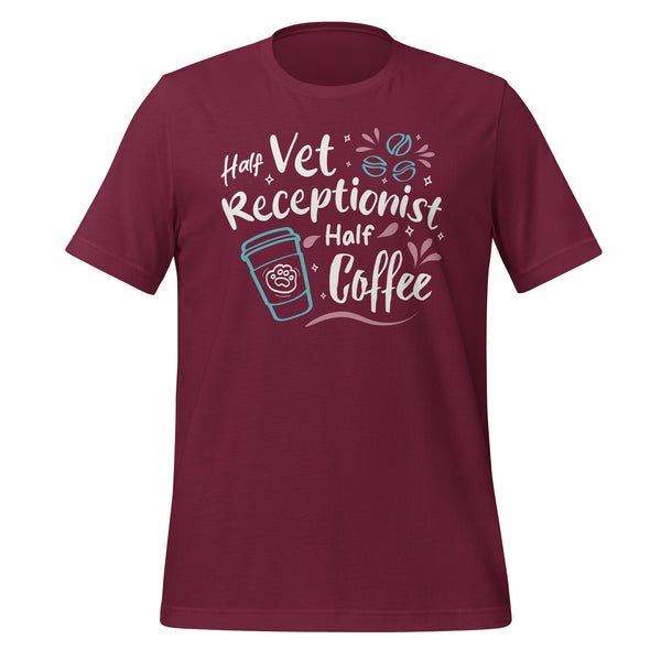 Half vet receptionist, half coffee Unisex T-shirt-Unisex T-Shirt | Bella + Canvas 3001-I love Veterinary