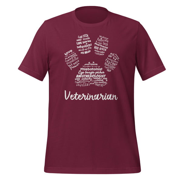 Veterinarian Paw Print Unisex T-shirt-I love Veterinary