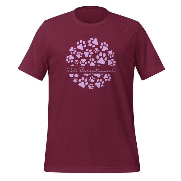 Vet Receptionist circle paws pattern Unisex T-shirt-I love Veterinary
