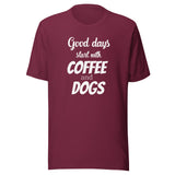 Coffee and dogs Unisex T-shirt