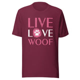 Live, Love, Woof Unisex T-shirt