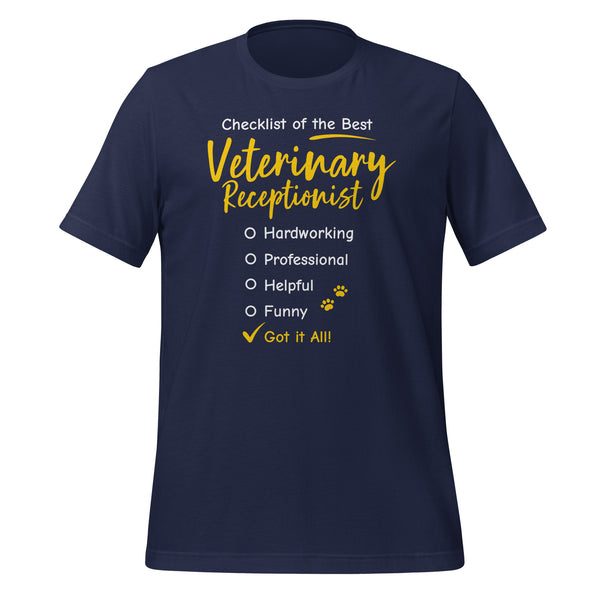 Veterinary Receptionist checklist Unisex T-shirt-Unisex T-Shirt | Bella + Canvas 3001-I love Veterinary