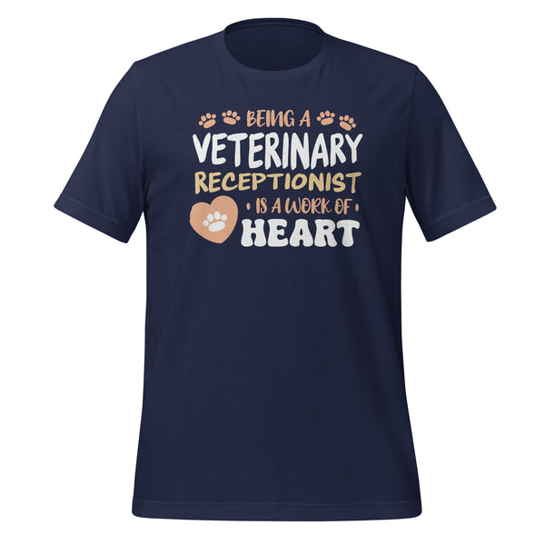 Veterinary receptionist work of heart Unisex T-shirt-Unisex T-Shirt | Bella + Canvas 3001-I love Veterinary