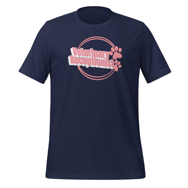 Vet Receptionist circle two paws Unisex T-shirt-I love Veterinary