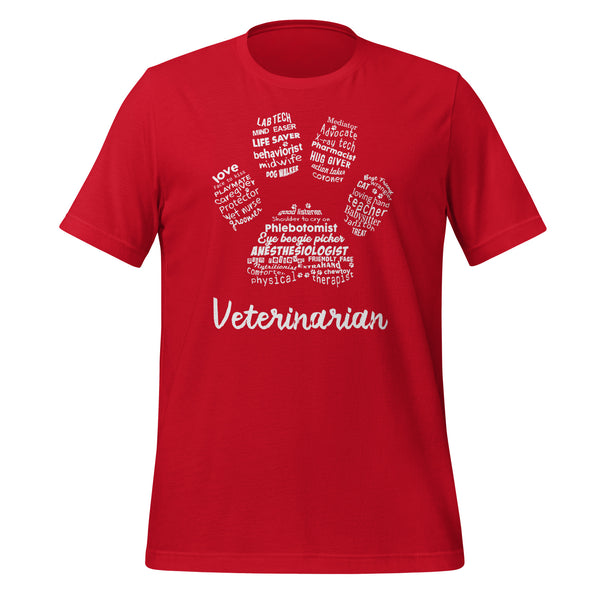 Veterinarian Paw Print Unisex T-shirt-I love Veterinary