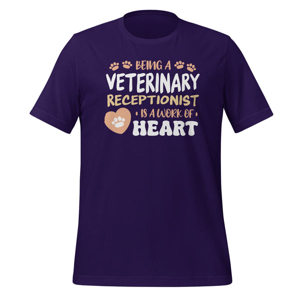 Veterinary receptionist work of heart Unisex T-shirt-Unisex T-Shirt | Bella + Canvas 3001-I love Veterinary