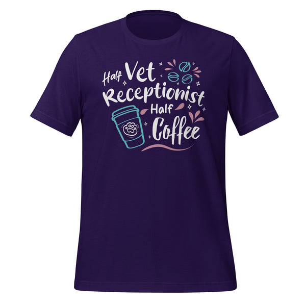Half vet receptionist, half coffee Unisex T-shirt-Unisex T-Shirt | Bella + Canvas 3001-I love Veterinary