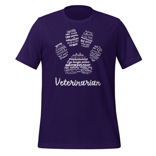 Veterinarian Paw Print Unisex T-shirt-I love Veterinary