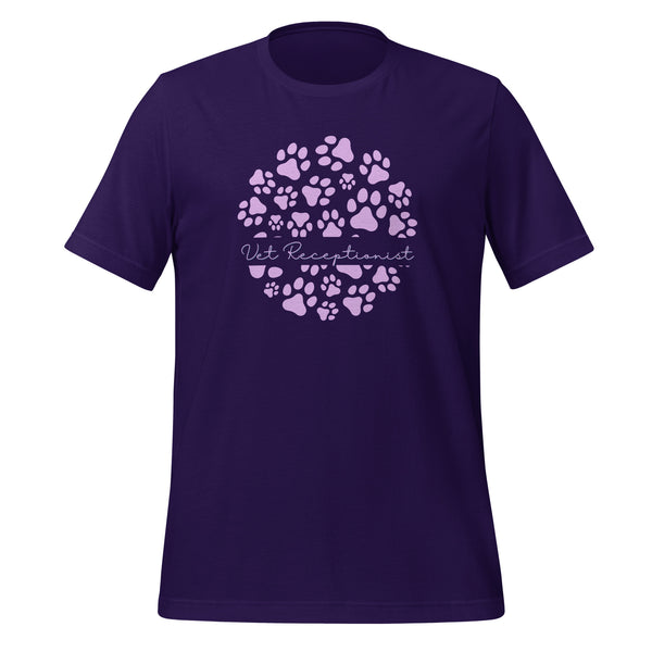 Vet Receptionist circle paws pattern Unisex T-shirt-I love Veterinary
