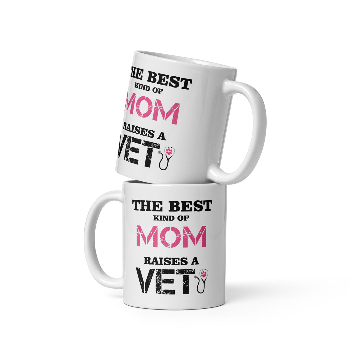 The best kind of Mom raises a Veterinarian White glossy mug-White Glossy Mug-I love Veterinary