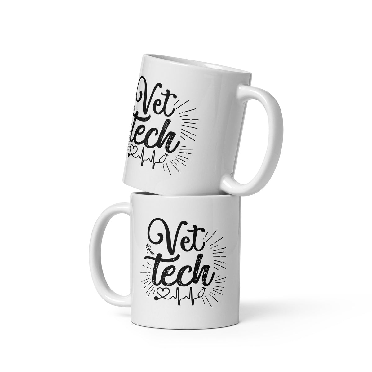 Vet Tech Stethoscope Pulse White glossy mug-I love Veterinary