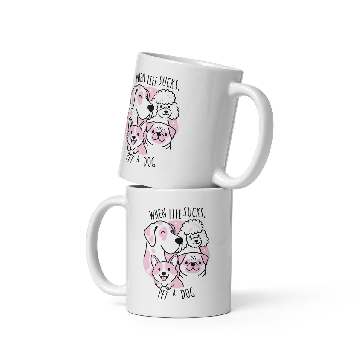 When life sucks pet a dog White glossy mug-I love Veterinary