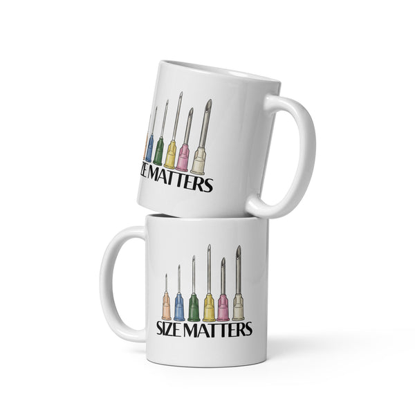 Size Matters White glossy mug-I love Veterinary