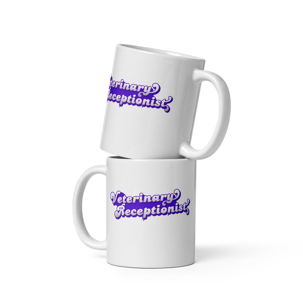 Veterinary Receptionist White glossy mug-I love Veterinary