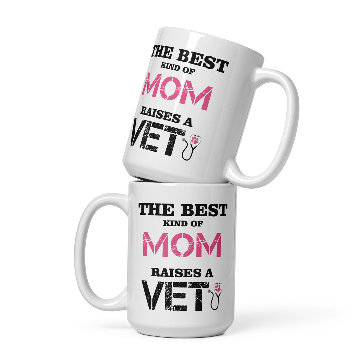 The best kind of Mom raises a Veterinarian White glossy mug-White Glossy Mug-I love Veterinary