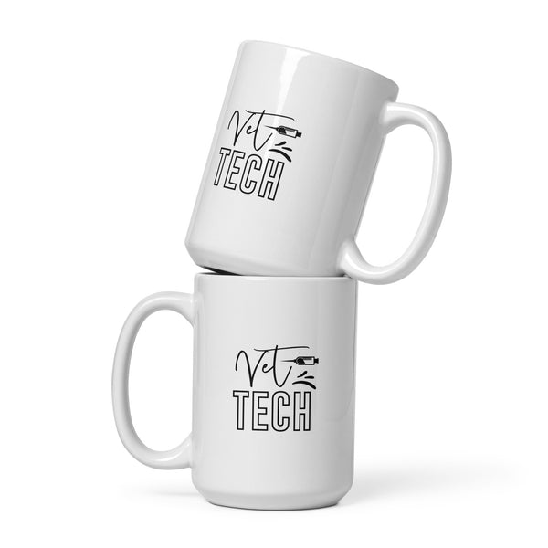 Vet Tech Needle White glossy mug-I love Veterinary