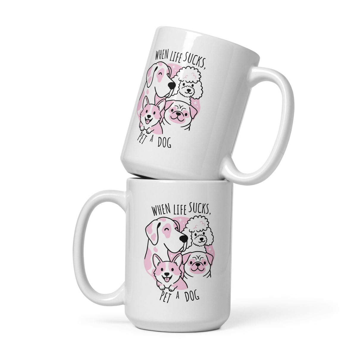 When life sucks pet a dog White glossy mug-I love Veterinary