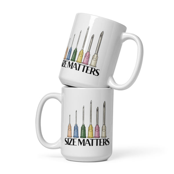 Size Matters White glossy mug-I love Veterinary