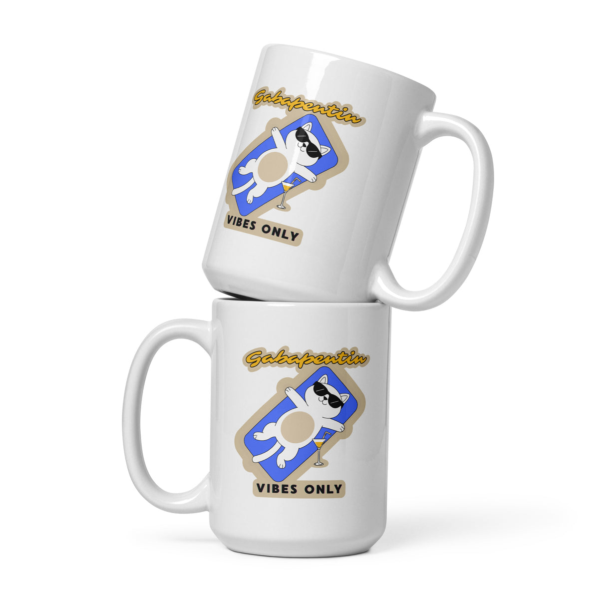 Gabapentin vibes only White glossy mug-I love Veterinary