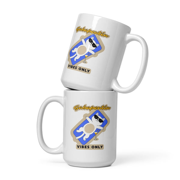 Gabapentin vibes only White glossy mug-I love Veterinary