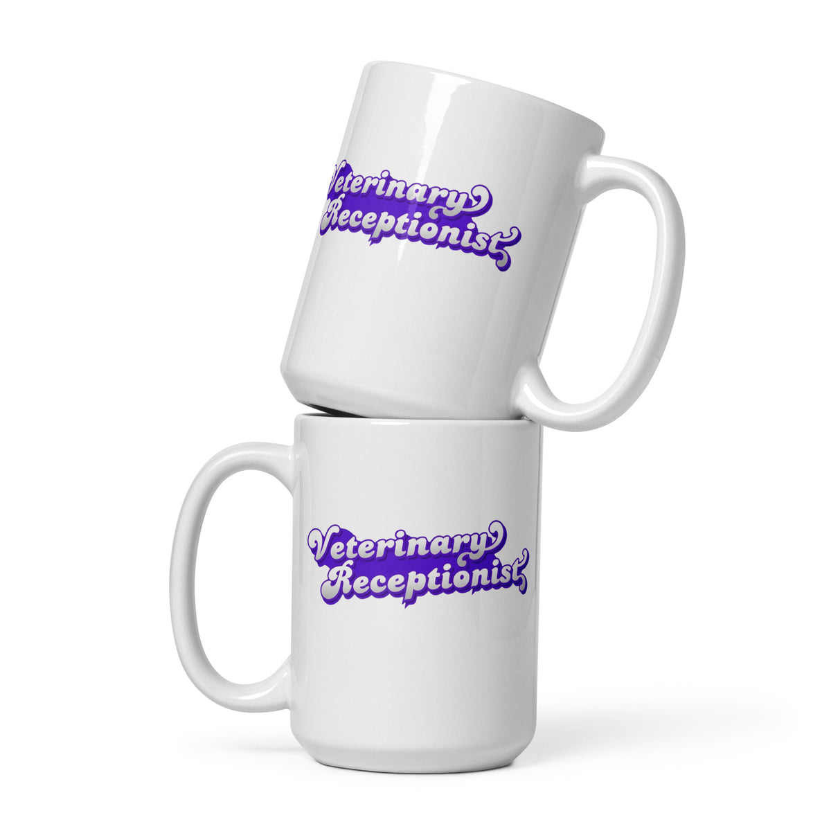 Veterinary Receptionist White glossy mug-I love Veterinary