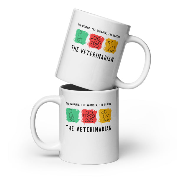 The woman, the wonder, the legend - the Veterinarian White glossy mug-I love Veterinary