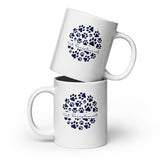 Vet Receptionist circle paws pattern White glossy mug-I love Veterinary