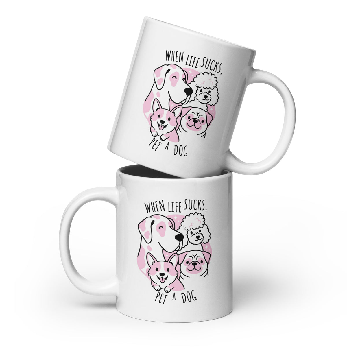 When life sucks pet a dog White glossy mug-I love Veterinary